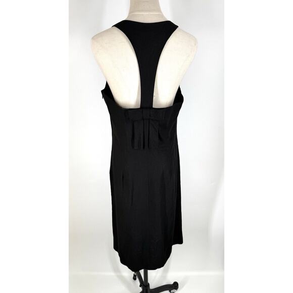 Lennie New York Dress Linen Blend Black Lined Size 12 V-neck Back Bow Cocktail - Picture 4 of 12